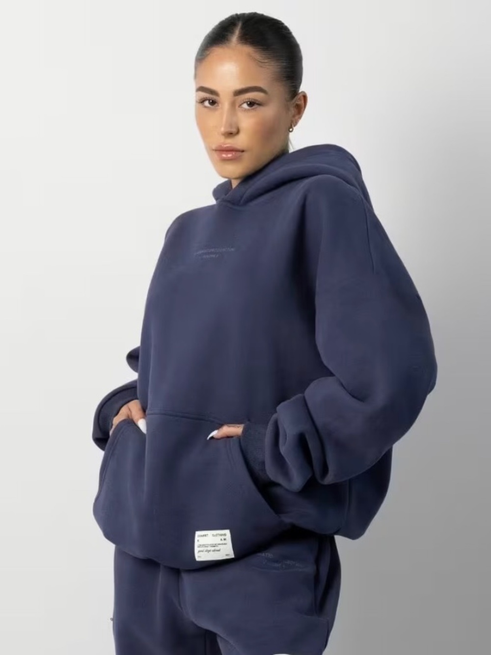 Comfrt Unisex Affirmation Hoodie Navy Sweatshirt Size L